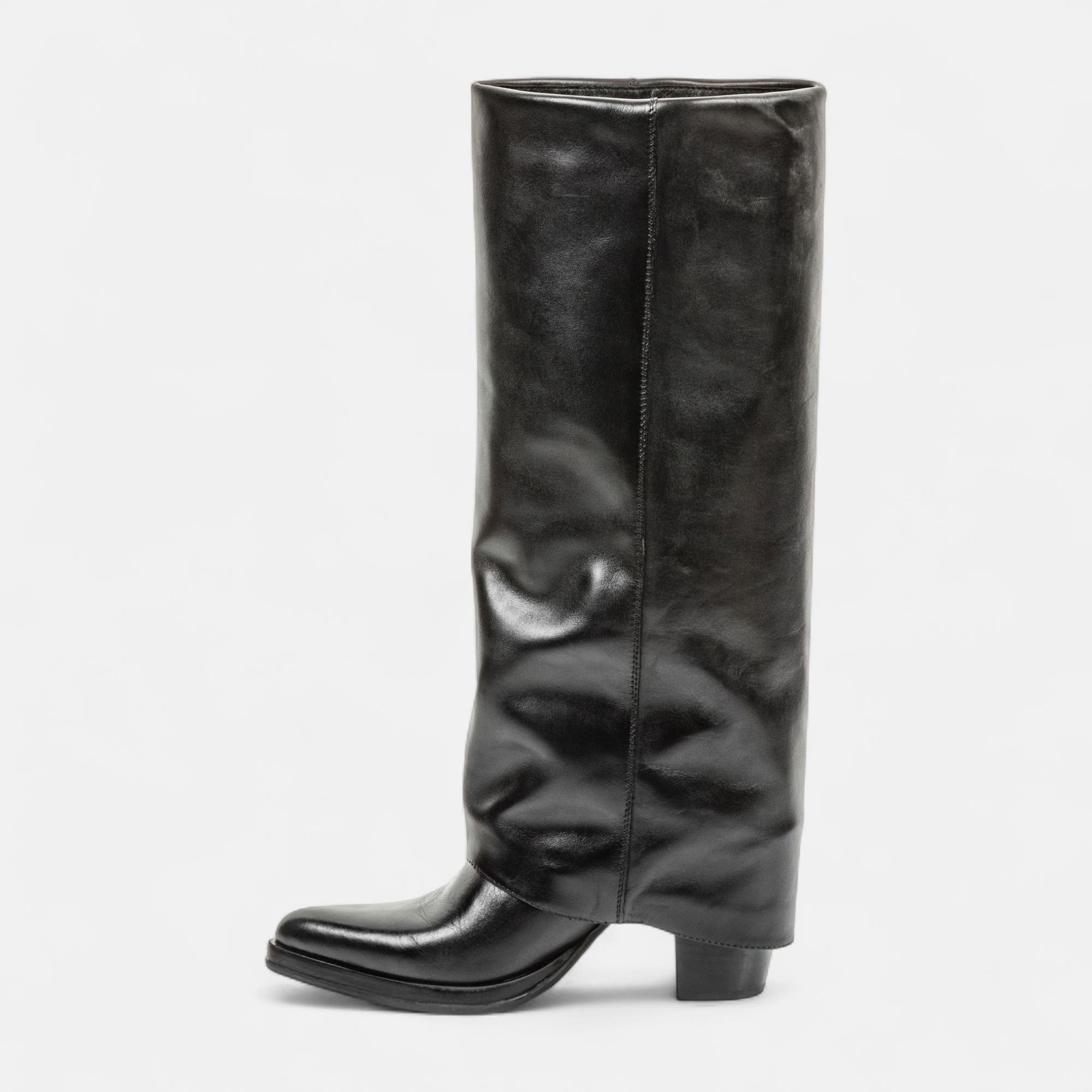 Bottes à talon Femme en cuir noir