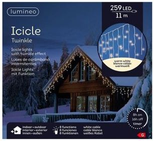 Lumineo Kerstverlichting - IJspegel - warm wit - 1100 cm - 259 lampjes