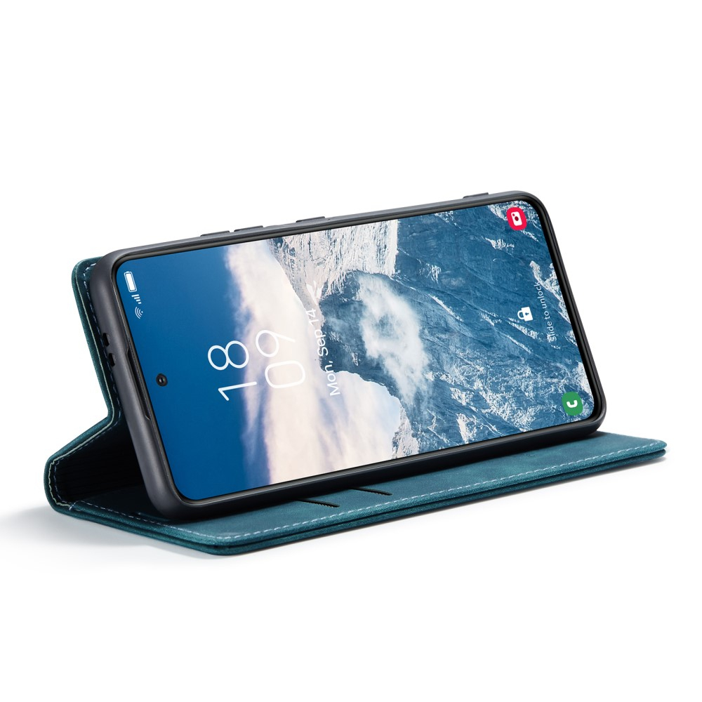 Samsung Galaxy S25  Plus Leder Tasche Flip Wallet Etui mit Kartenfächern - Blaugrün