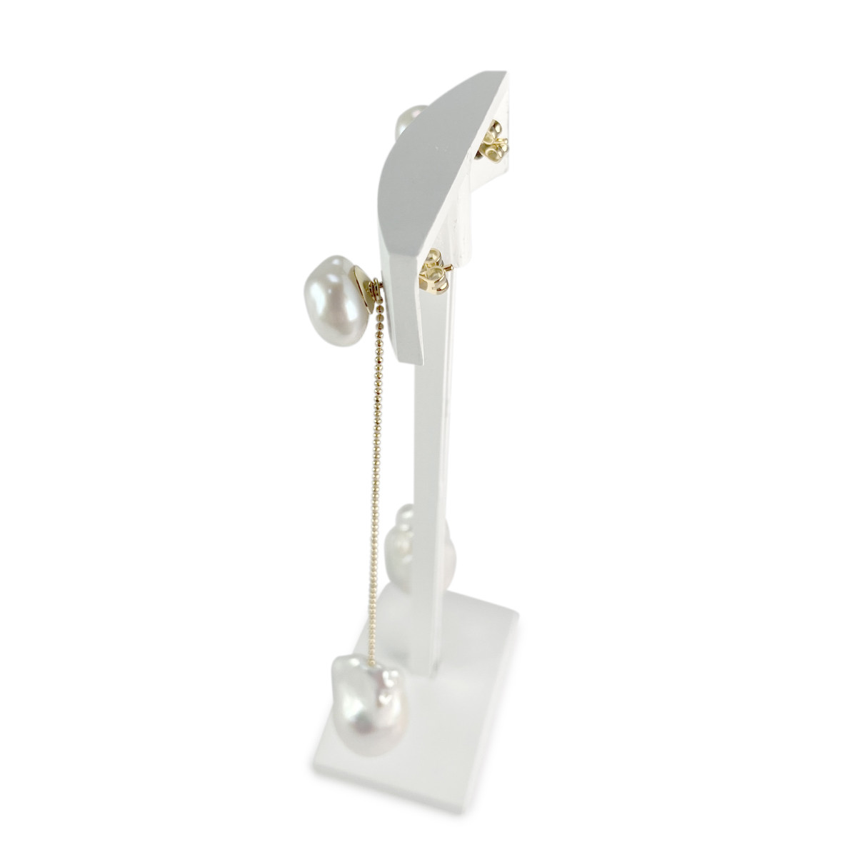 Boucles d'oreilles d'occasion or 750 jaune perles de culture baroques