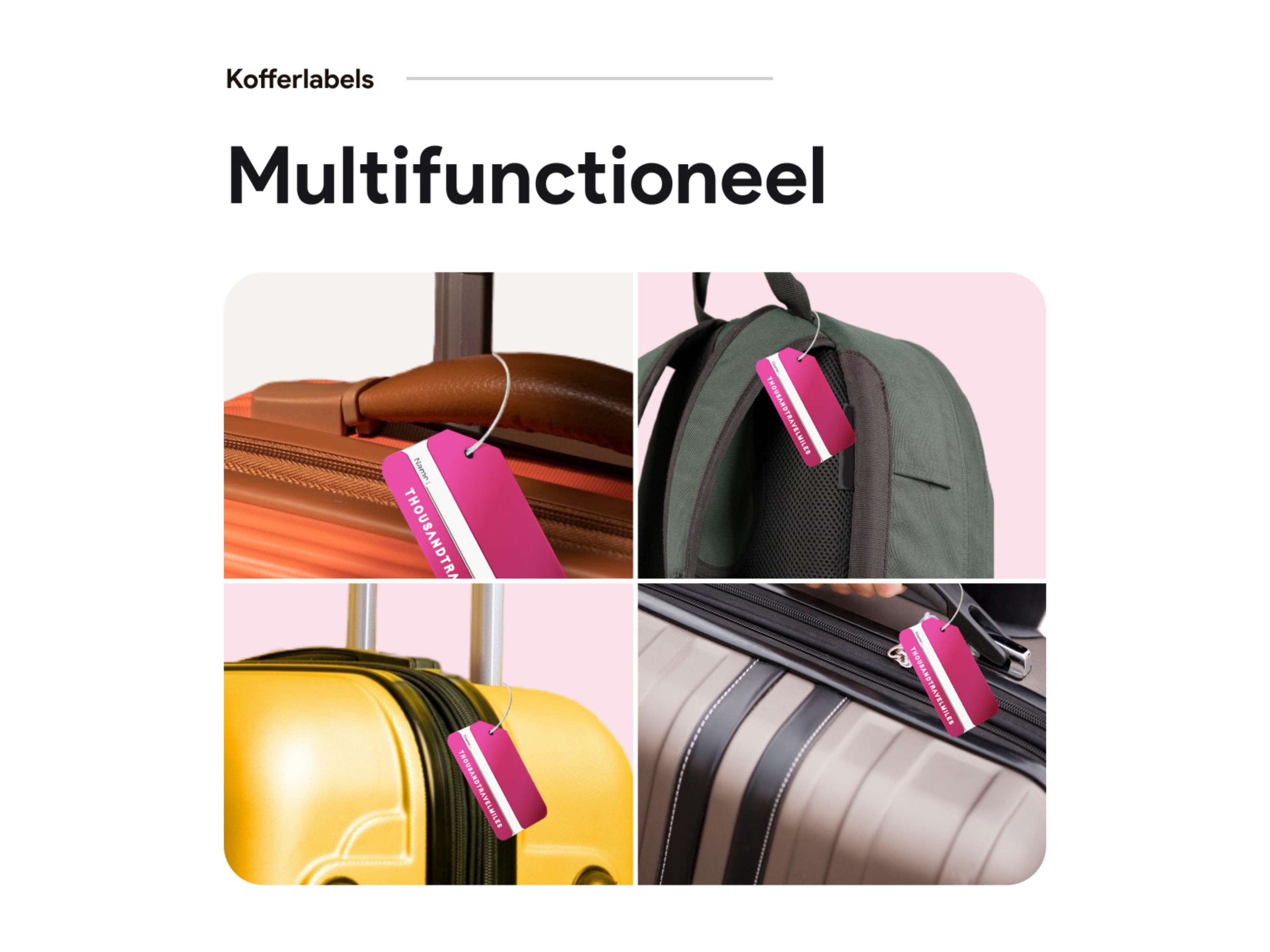 Thousandtravelmiles aluminium bagagelabel - Set van 7