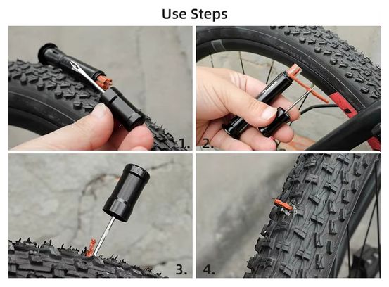Kit de Réparation Tubeless pour Vélo - Compact et Portable  Inclus Bouchons de Barres