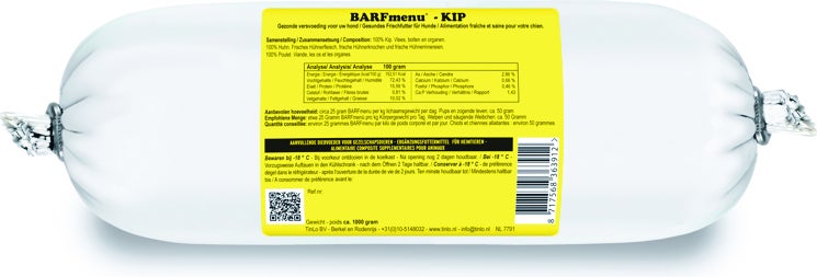 BARFmenu diepvries hondenvoer kip 500 g