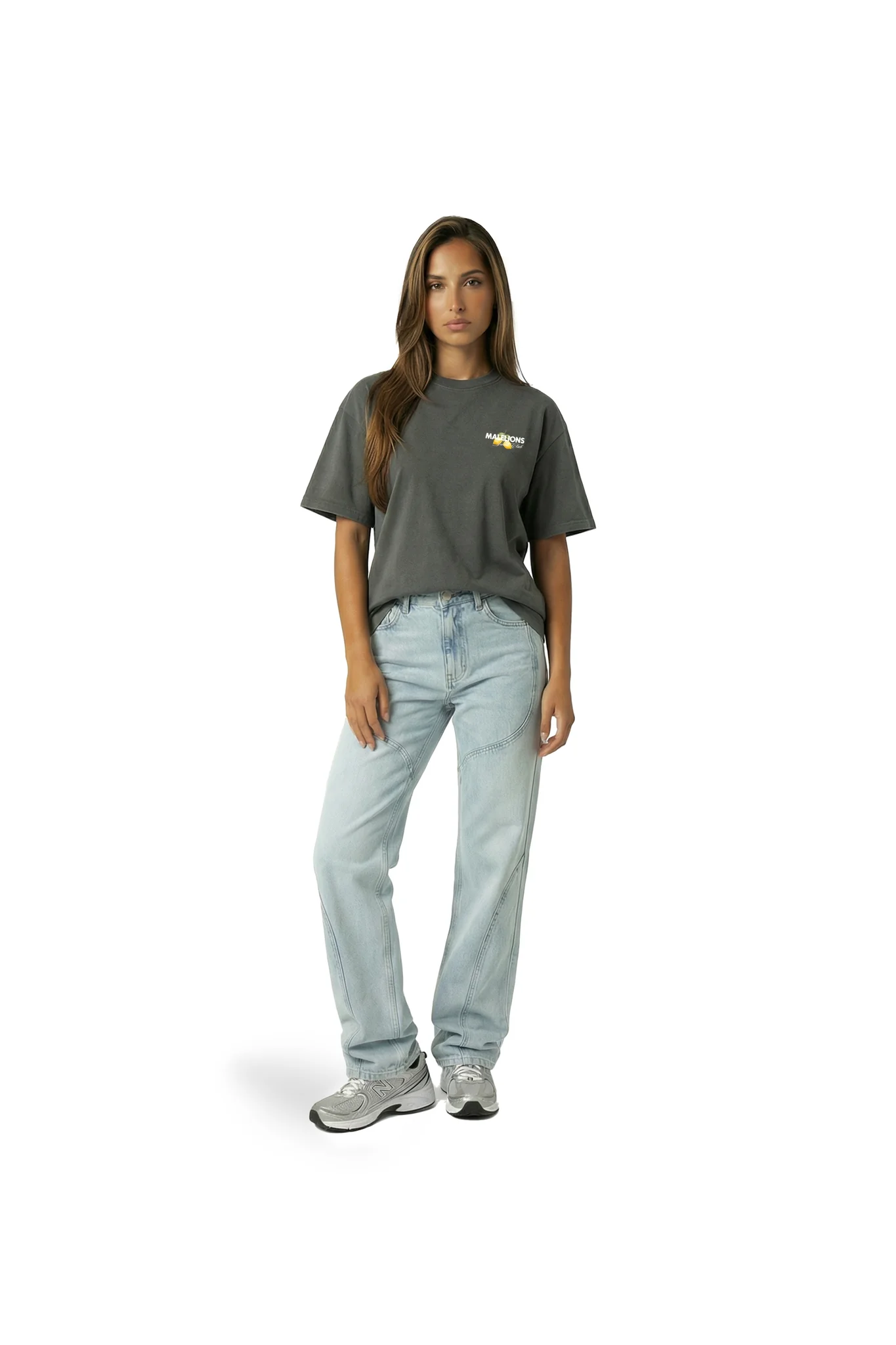 Malelions Limone Di Capri T-Shirt Dames Donkergrijs