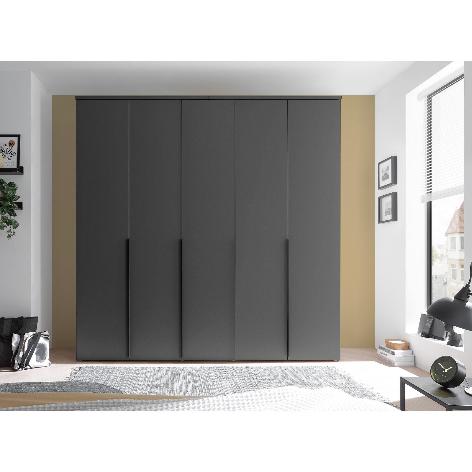 Drehtürenschrank Kevo Dekor 225 x 225 x 52 cm graphit