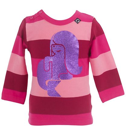Danefæ Pullover - Pink Gestreift m. Glitzer Meerjungfrau