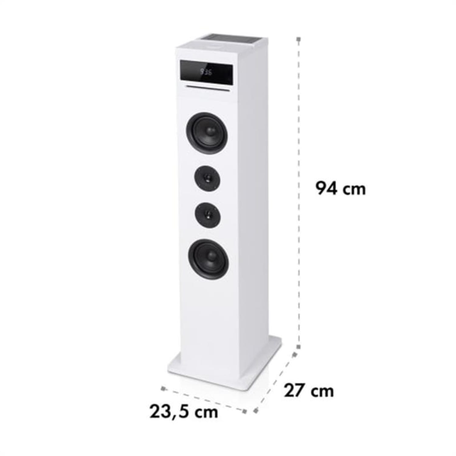 Karaboom 100 Sing Karaoketurm 120W max. CD-Player 2 Mikrofone wireless Weiß