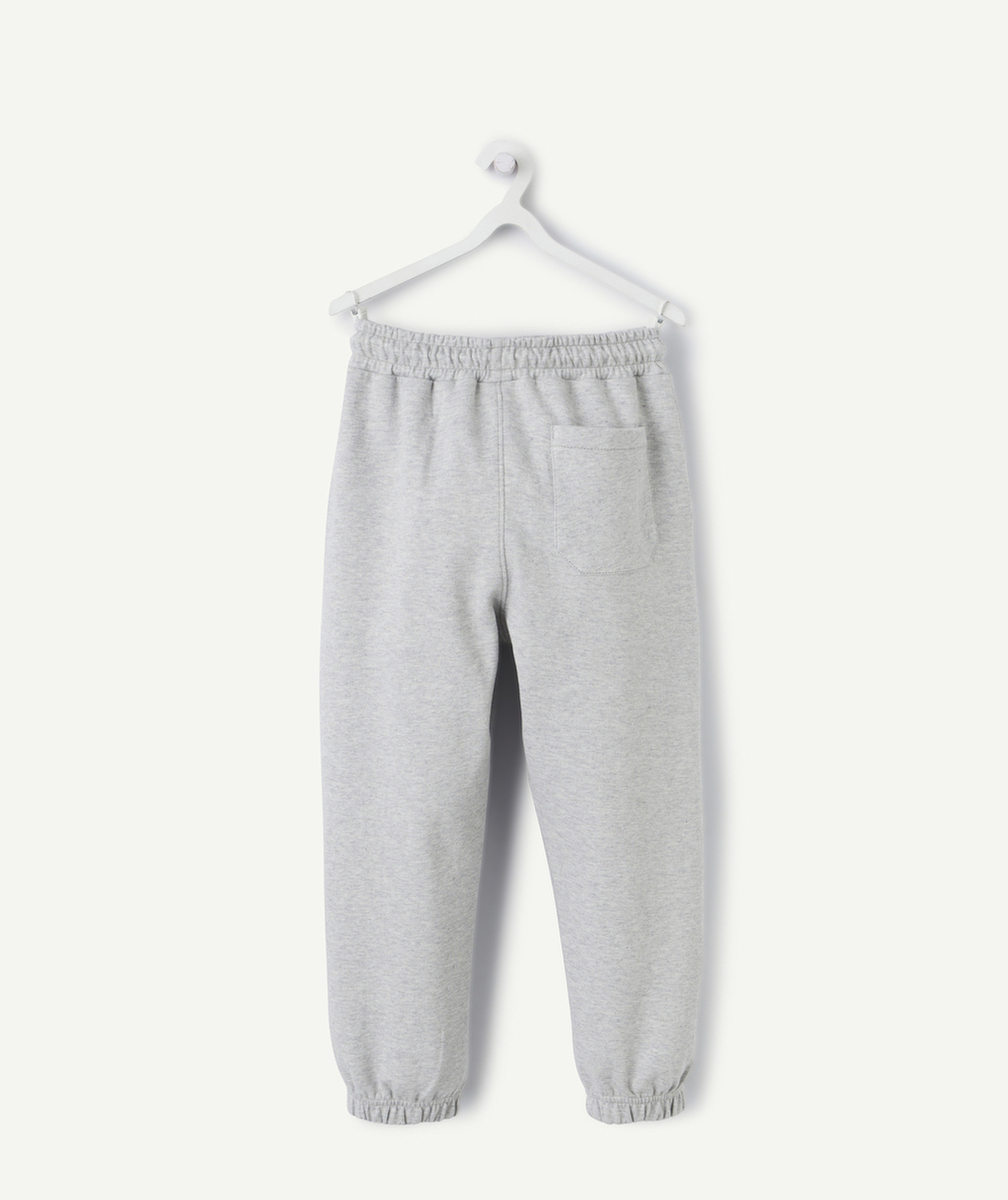 JOGGING GARÇON EN COTON BIO GRIS AVEC PATCH SPORT