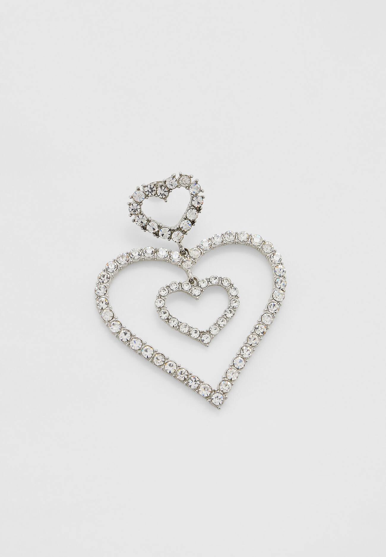 Brincos de coração com strass