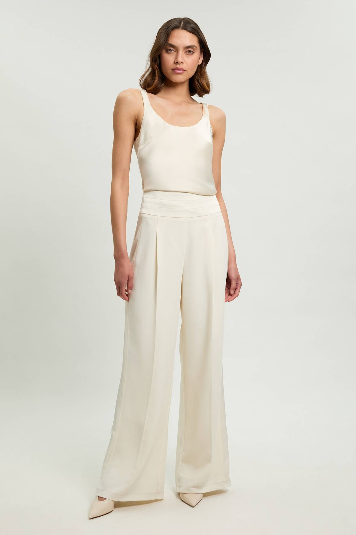 KarenMillen Pantalon Large Tailleur En Crêpe Satiné Dos Petite