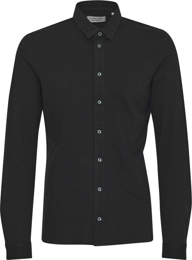 Casual Friday CFARTHUR LS BU jersey piquet shirt Black beauty