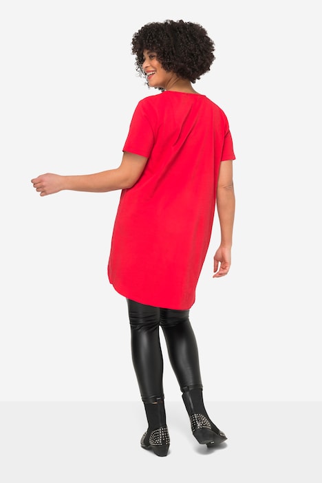 Longshirt, Rundhals, Halbarm, gerundeter Saum