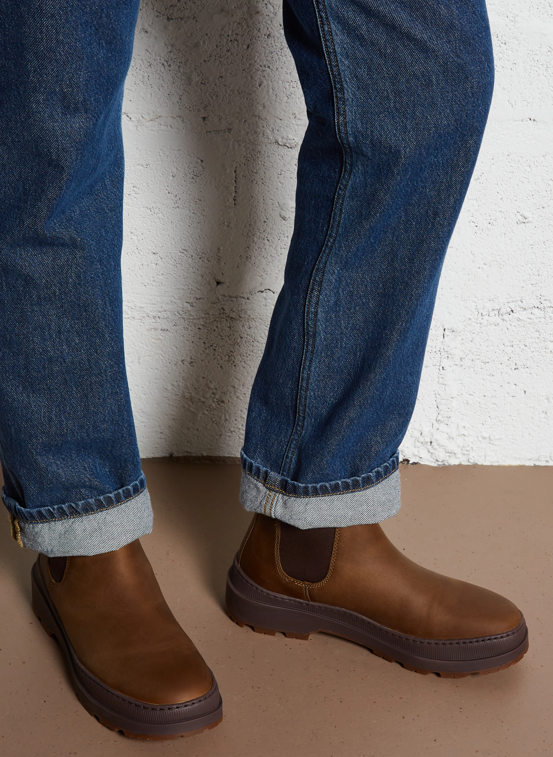 BRUTUS TREK - Bottines à bout rond en cuir| Marron