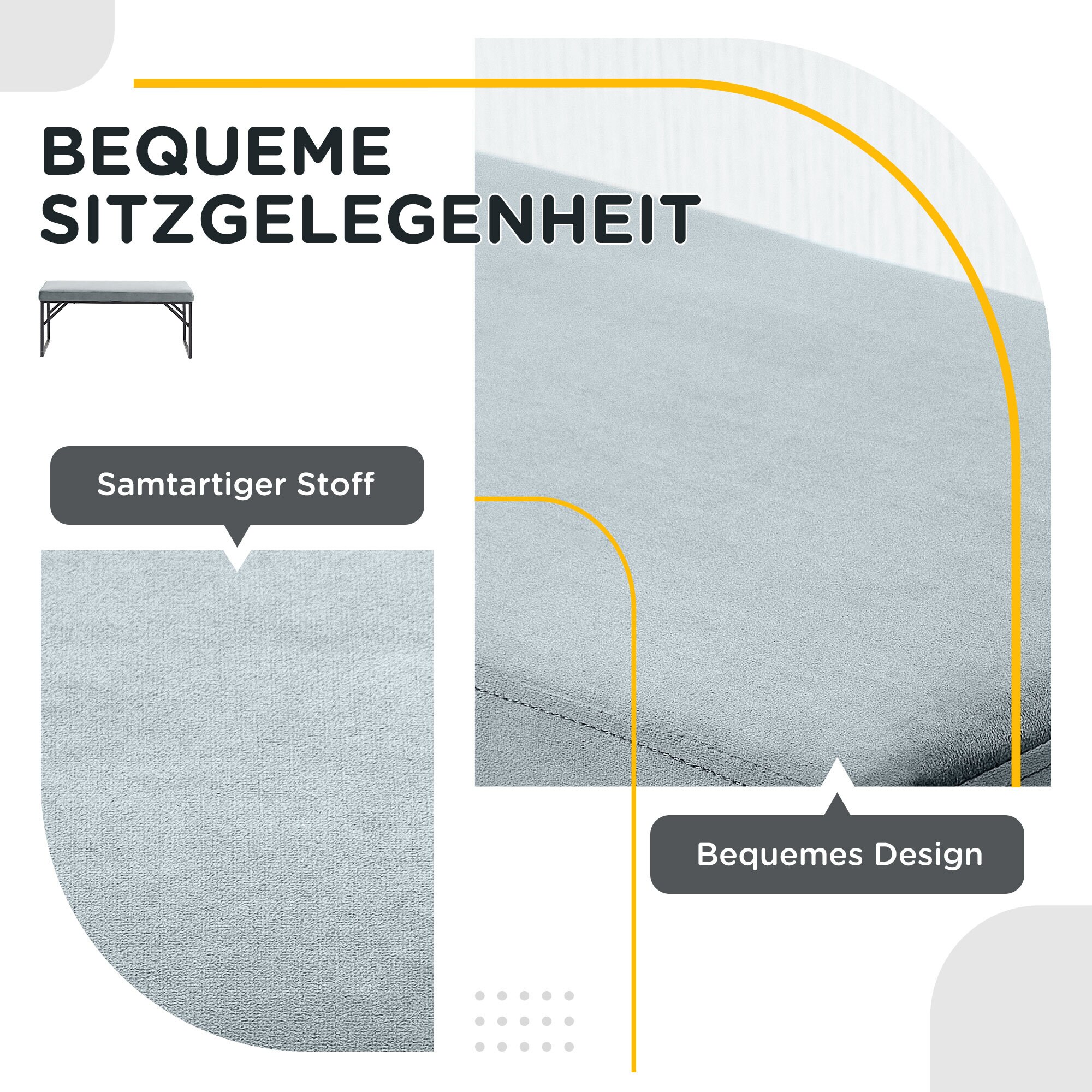 HOMCOM Sitzbank mit Samtoptik blau 100L x 35B x 47H cm