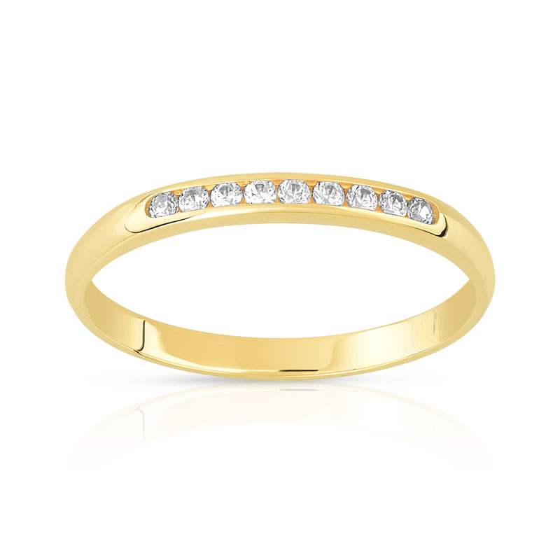 Alliance or 375 jaune diamants 2 mm