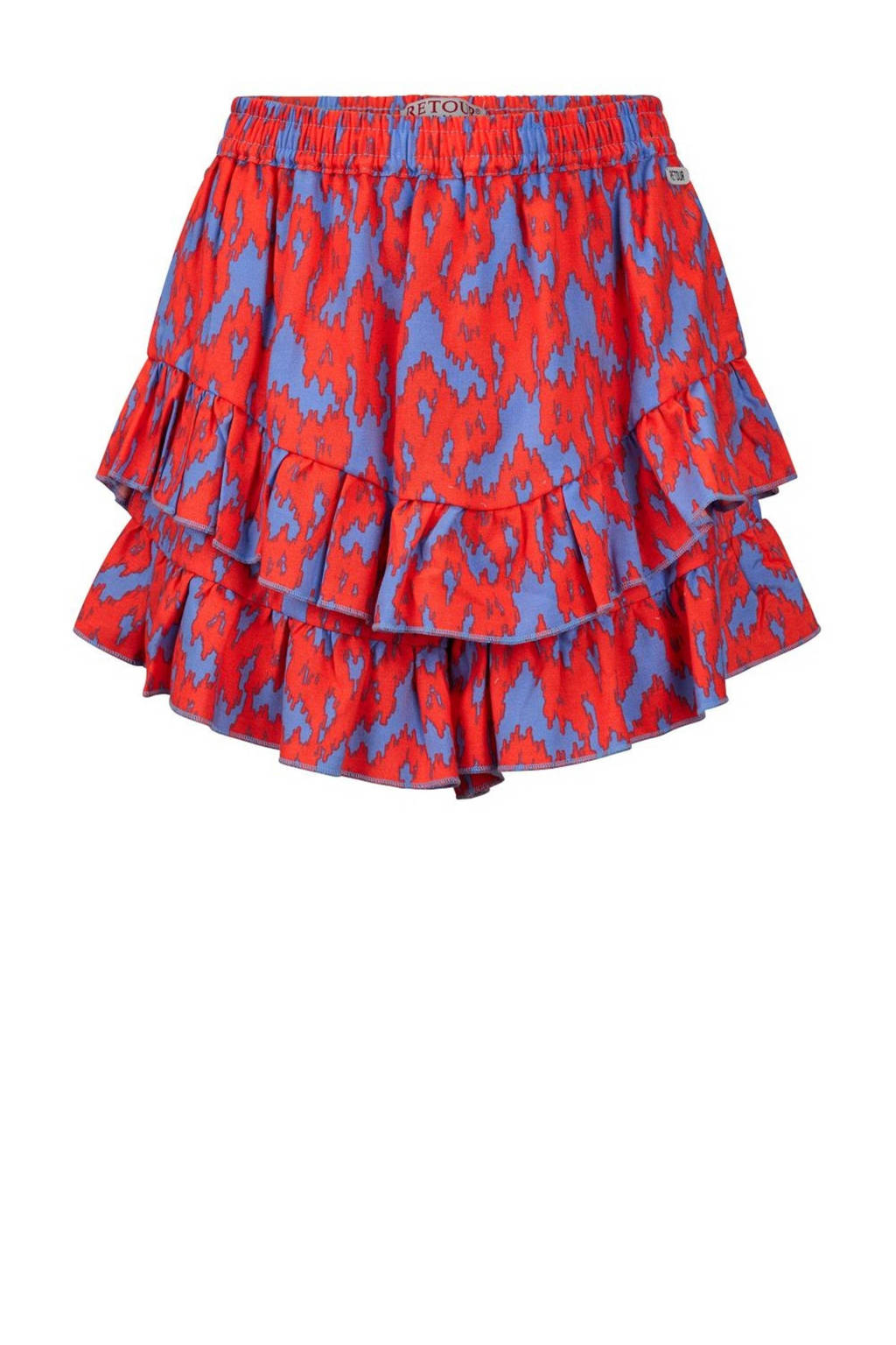 Retour Jeans skort Isabel met all over print en volant paars/rood