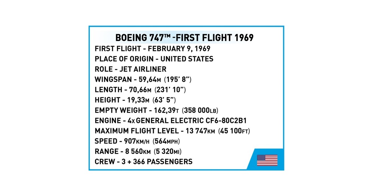 COBIBoeing 747 First Flight 1969 Constructiespeelgoed  (Schaal 1:144)