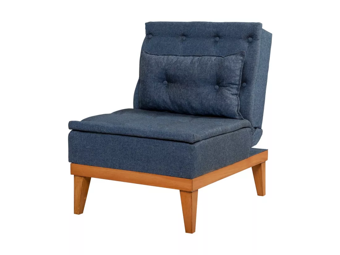 Fauteuil convertible tissu bleu foncé Sporka 62cm