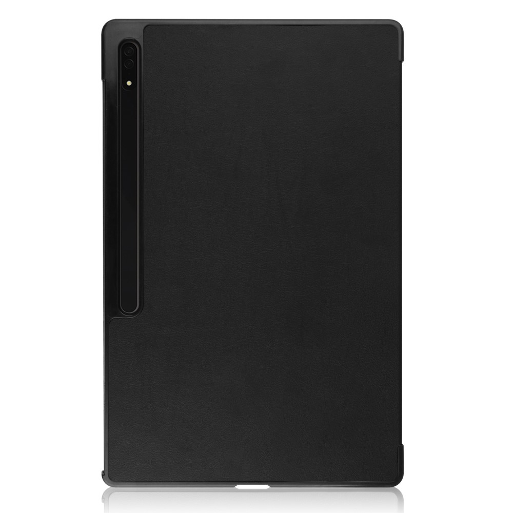 Samsung Galaxy Tab S10 Ultra Flipcase Hülle Ledertasche mit Aufstellfunktion Litchi Look   S-Pen Halterung - Schwarz