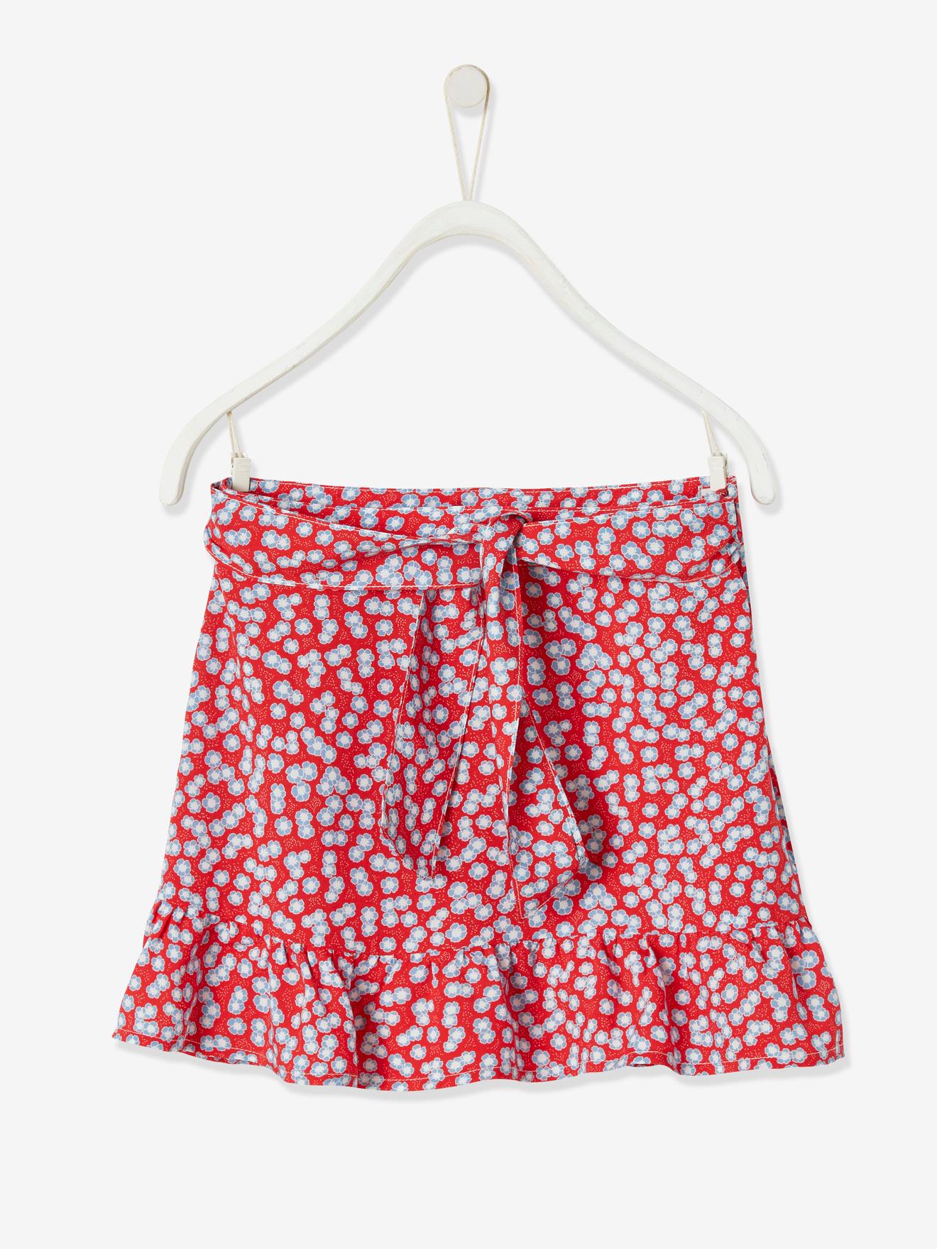 Saia estampada para meninas, estampa rosa médio