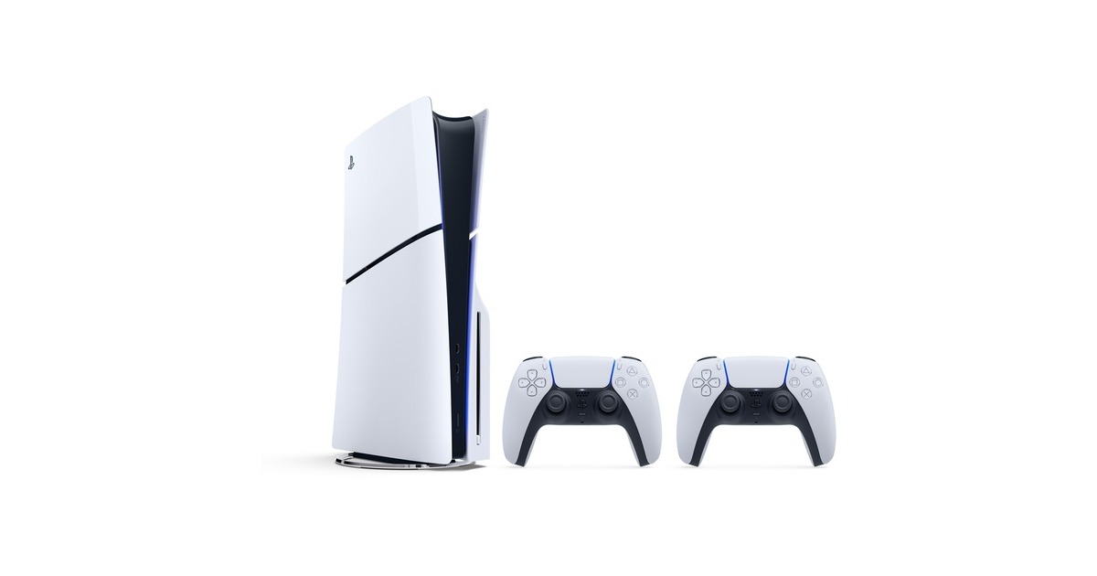 SonyPlayStation 5 (Slim) + Twee DualSense draadloze controllers spelconsole  (Wit/zwart)