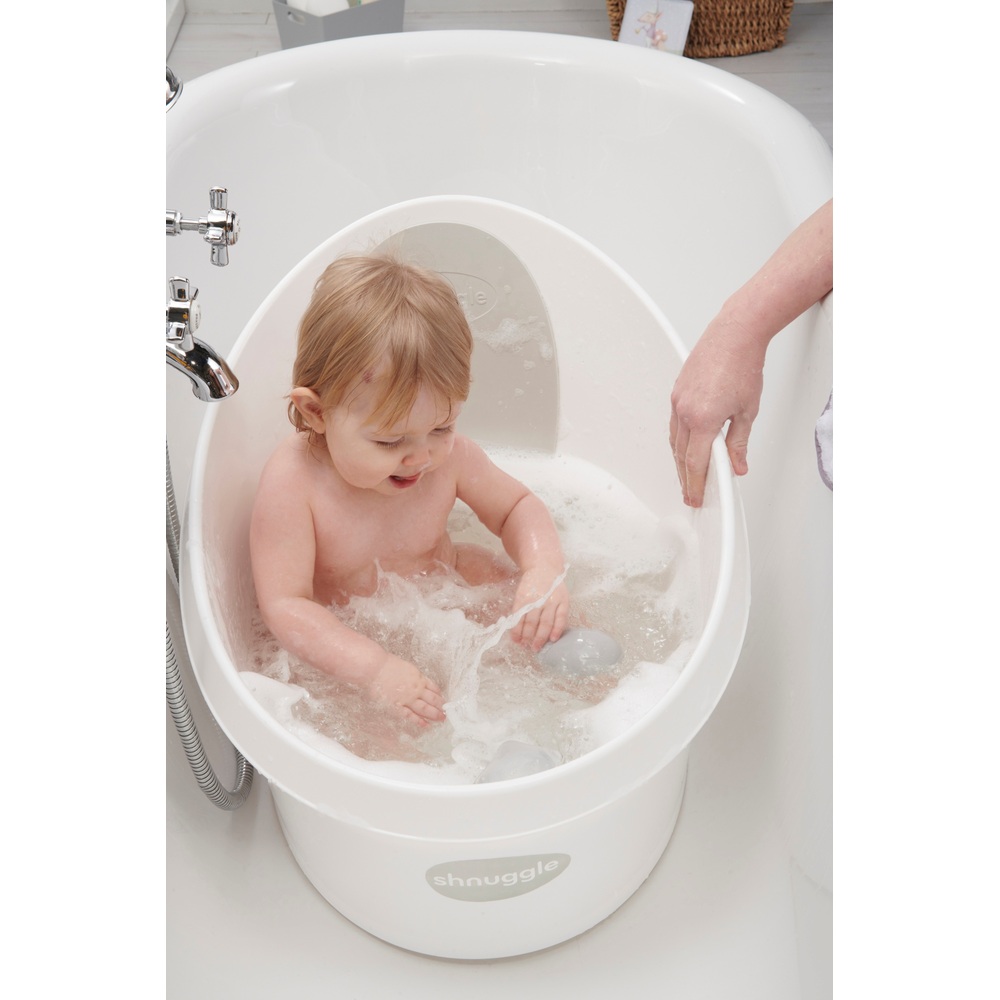 Shnuggle Babybadewanne ab 12 Monaten, Weiß & Hellgrau