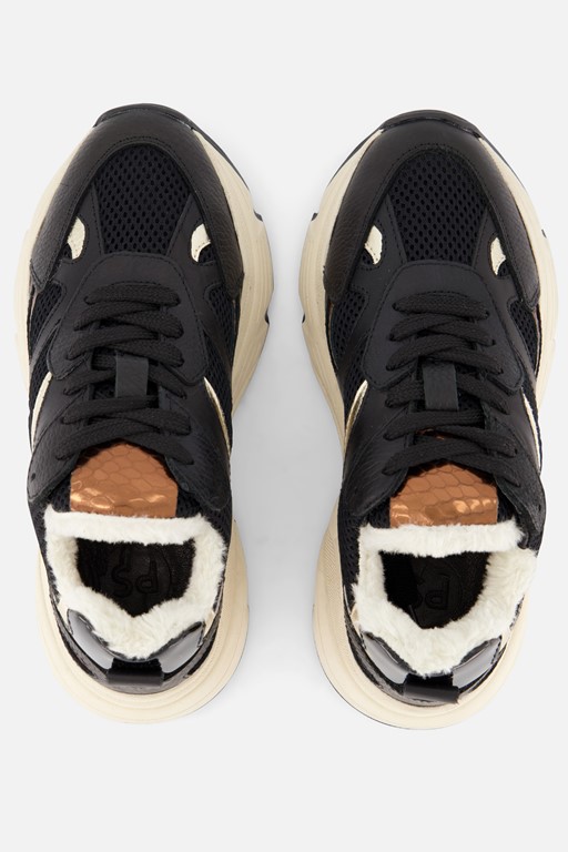 PS Poelman Sneakers Metallic zwart Leer
