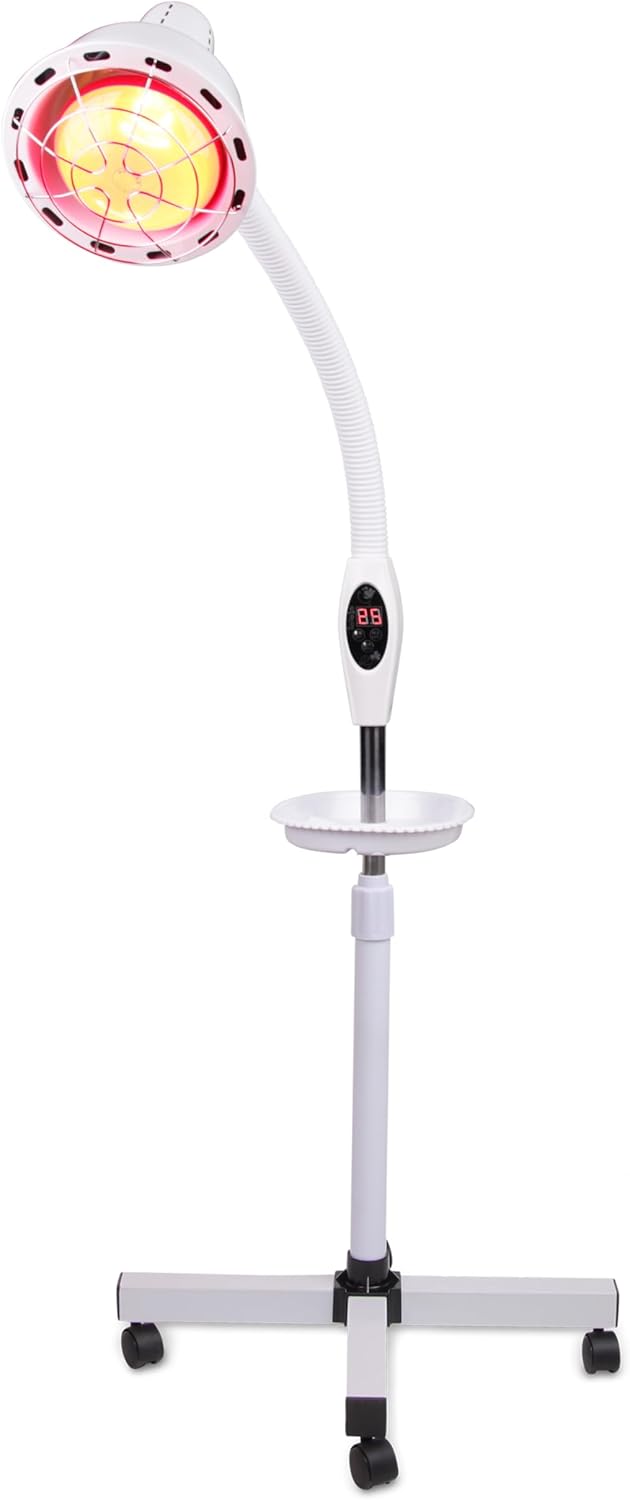 Infrarotlampe 300W – höhenverstellbar – mit Timer – Rotlichtlampe für Zuhause – Wellness & Hautpflege – Collagen Licht – Wärmelampe