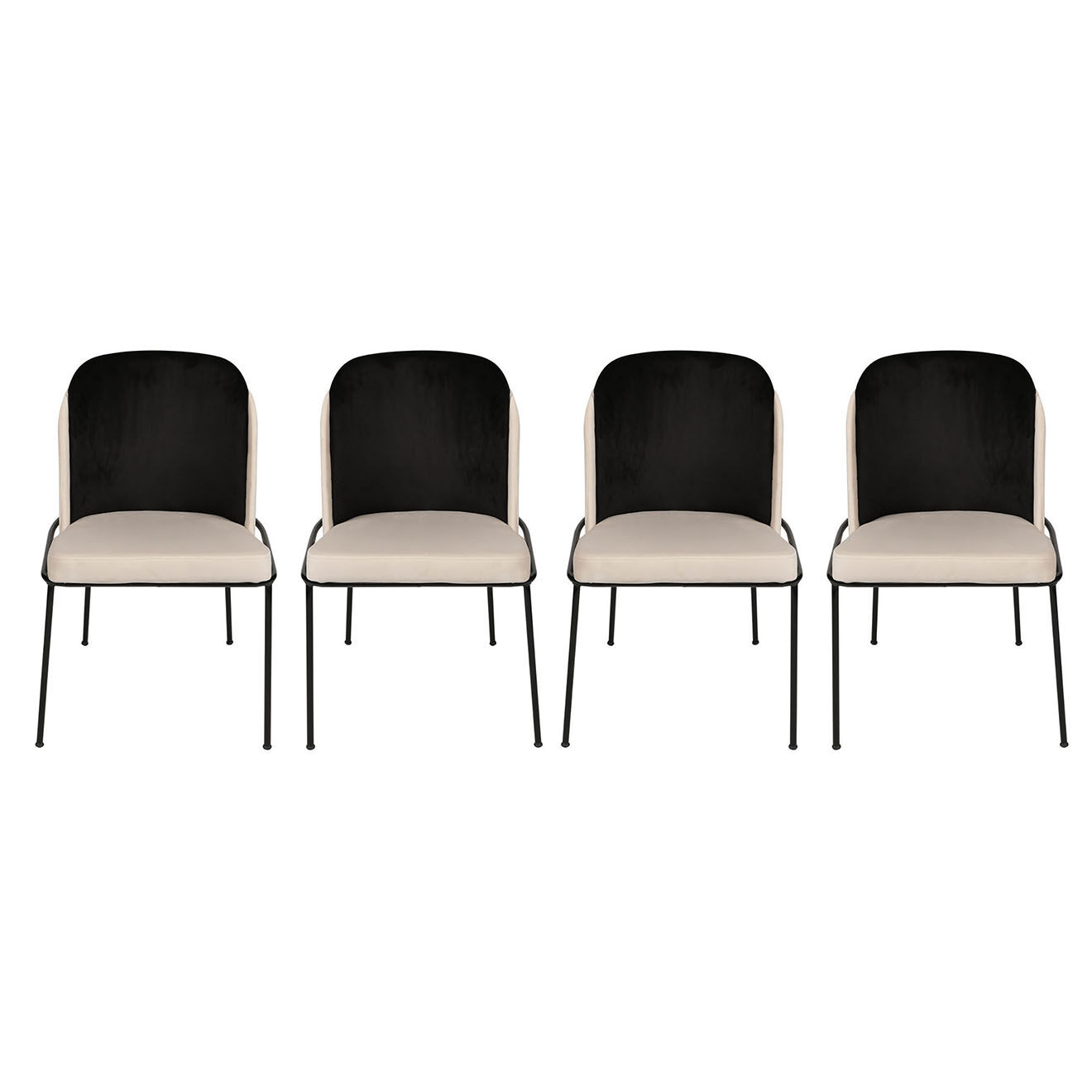 Homitis 4 chaises dore noires - 54x86x55 cm