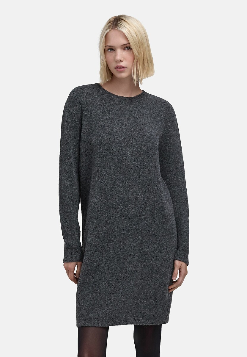 IKKS<br>Vestido de malha reto com decote redondo e mangas compridas, curto