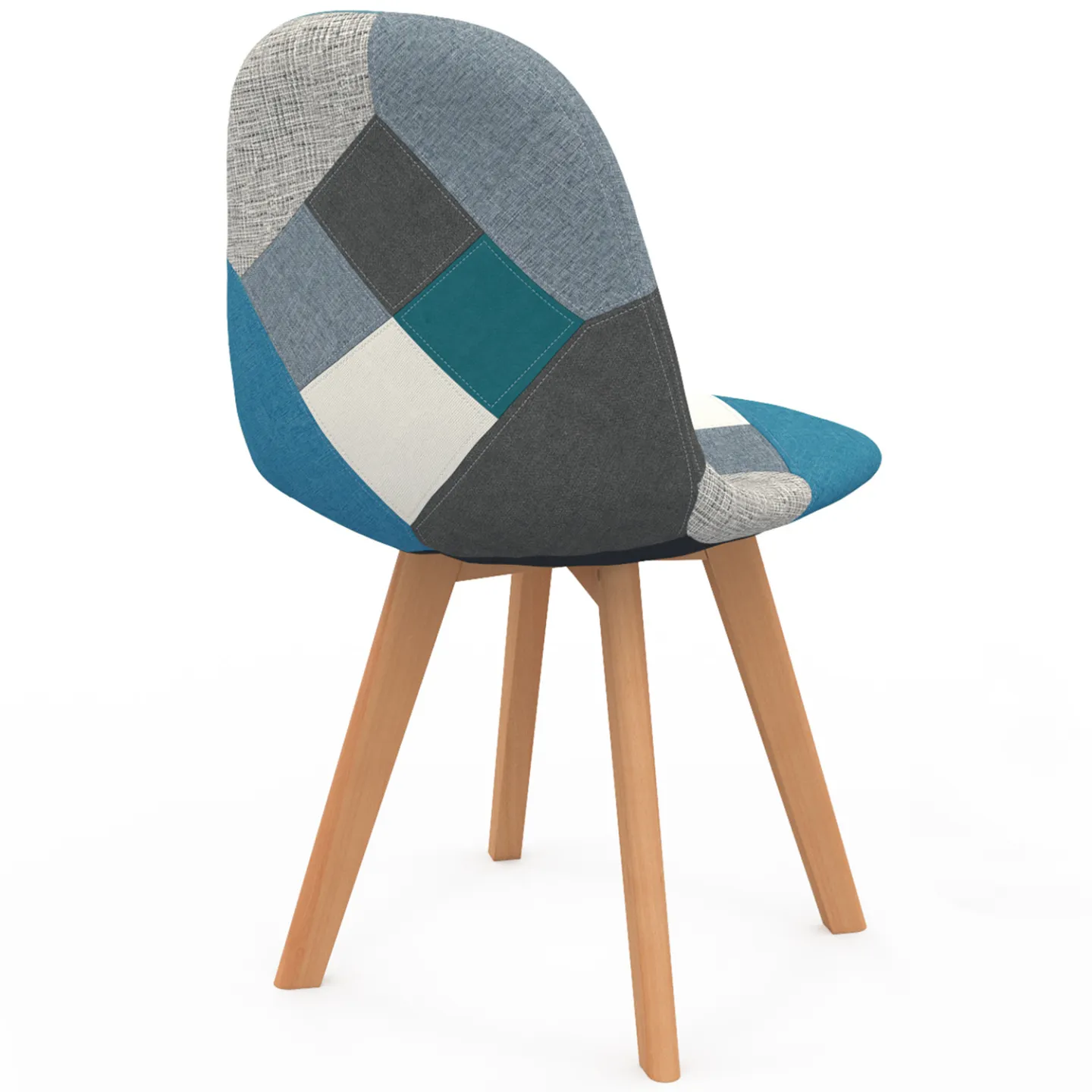 Lot de 4 chaises scandinaves SARA motifs patchworks bleus