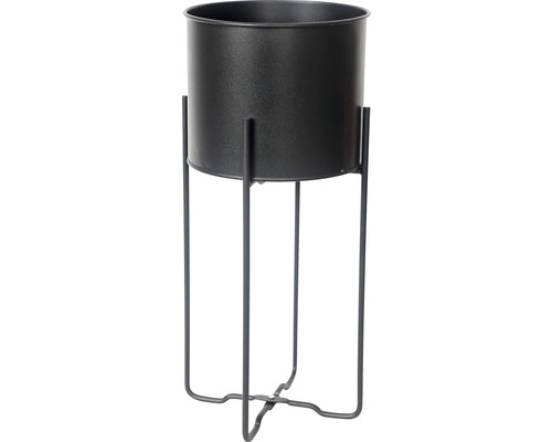 Zinken pot met voet, maat M, matzwart, Ø 20 cm, H 47 cm