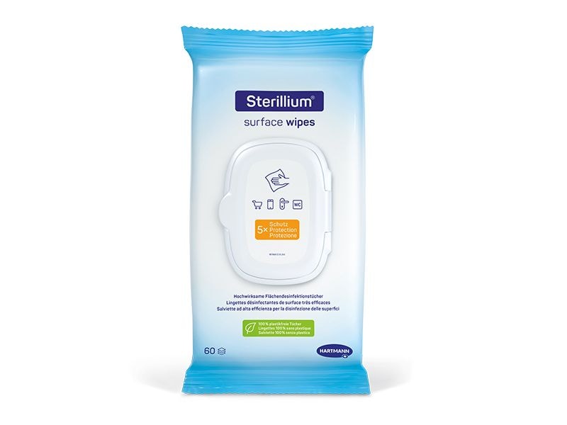 Sterillium Desinfektionstücher Surface Wipes 7 x 60 Stück Plastikfreie Tücher zur Desinfektion, 20 x 18 cm