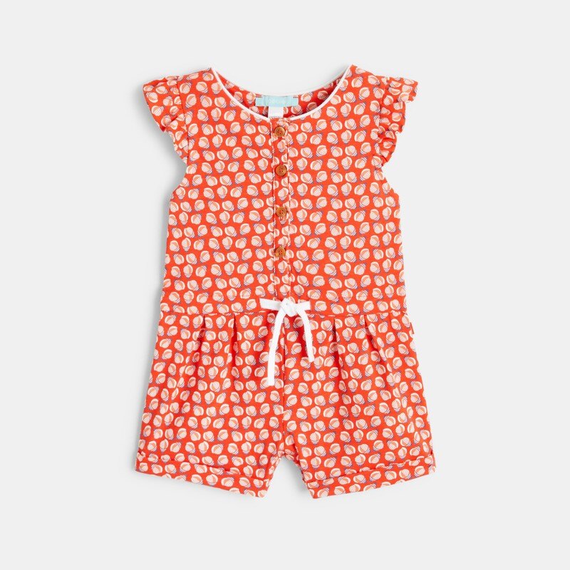 Combi courte légère imprimée orange bébé fille Orange