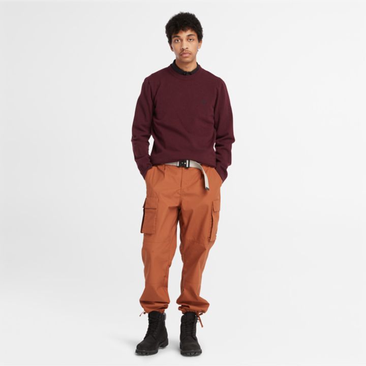 Suéter Cohas Brook de gola redonda para homem na cor bordô.