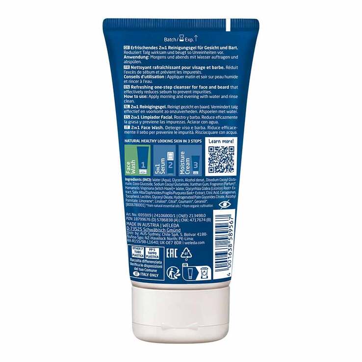 Weleda For Men 2in1 Face Wash, 100 ml