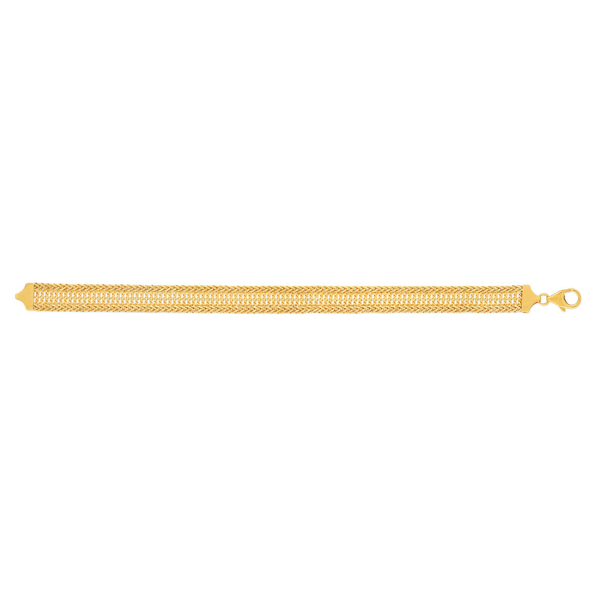 Bracelet or 375 jaune maille palmier et gourmette 19 cm