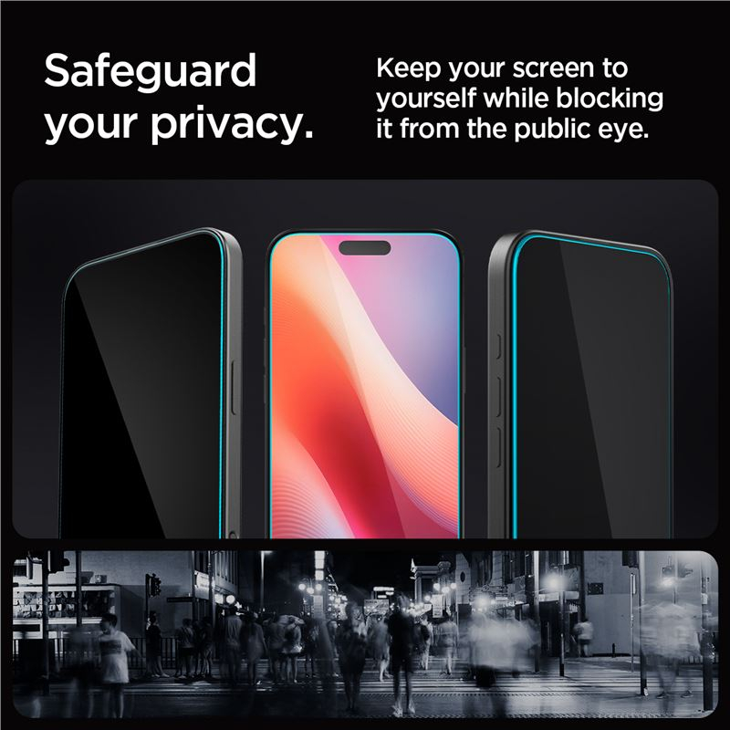 (2er Set) iPhone 16 Pro Glas Tr EZ Fit Privacy Panzer Glas Case Friendly   Montagerahmen (AGL07929)