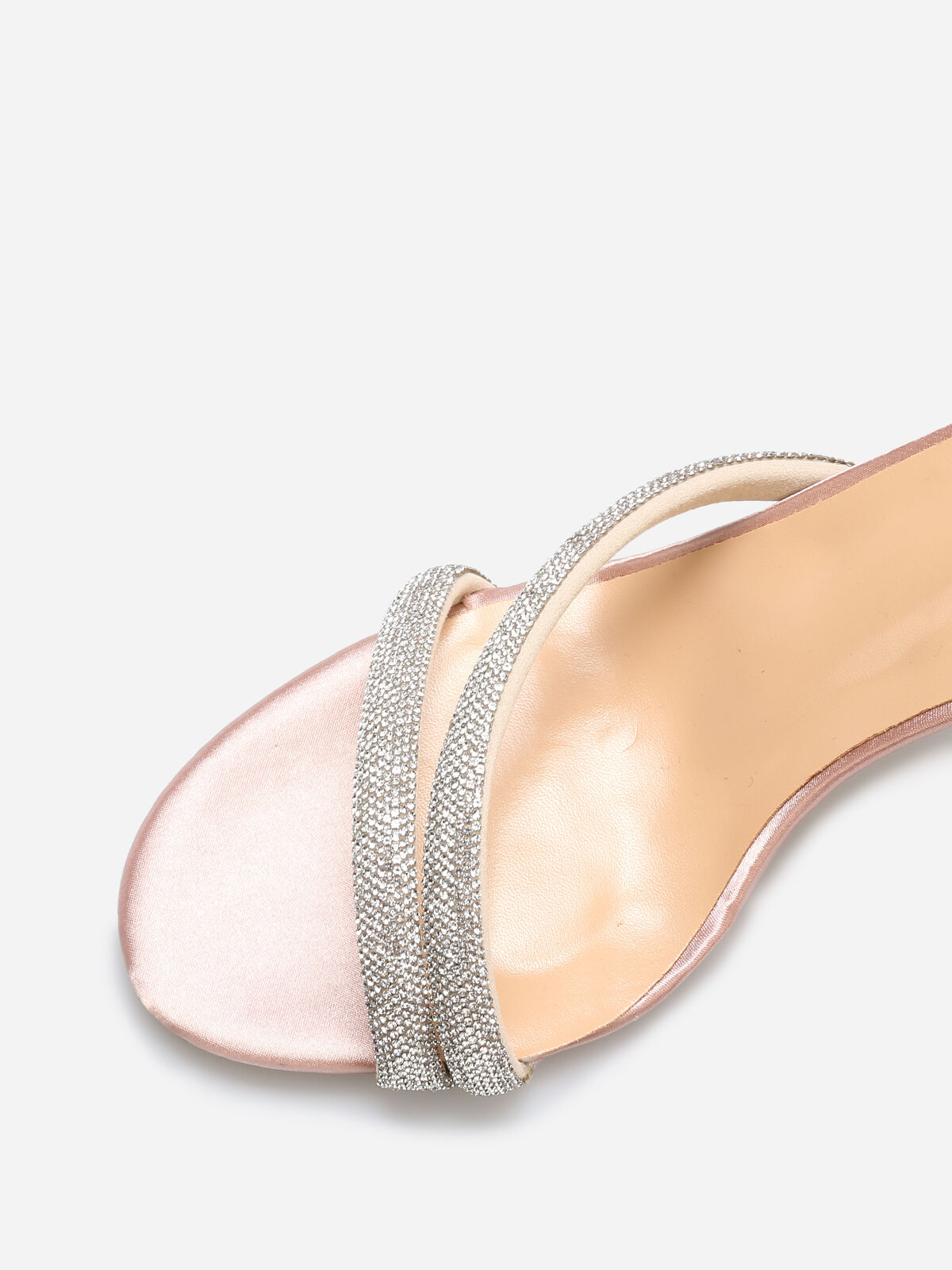 Sandales satinées à strass- Doré rose