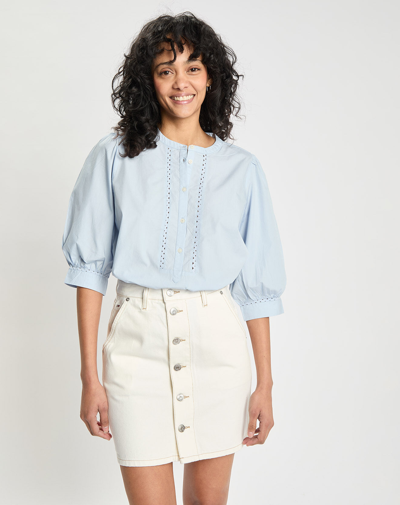 Tommy Hilfiger Blouse crafted Henley bleu ciel
