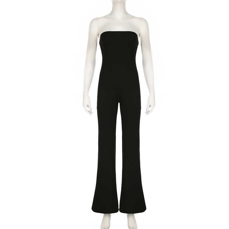 Amyway - Strapless effen uitlopende jumpsuit