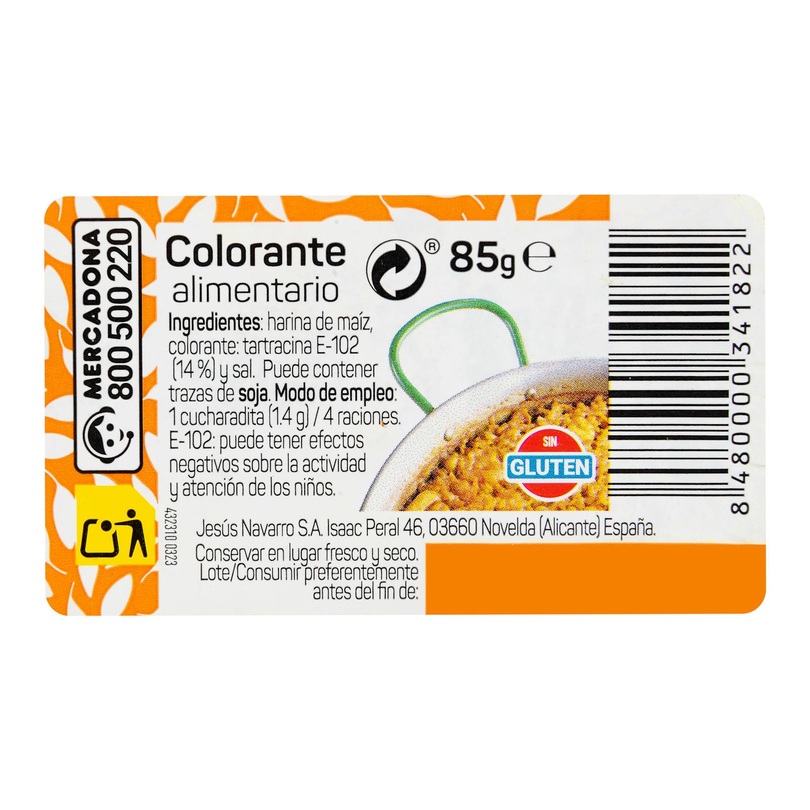 Colorant alimentaire Hacendado