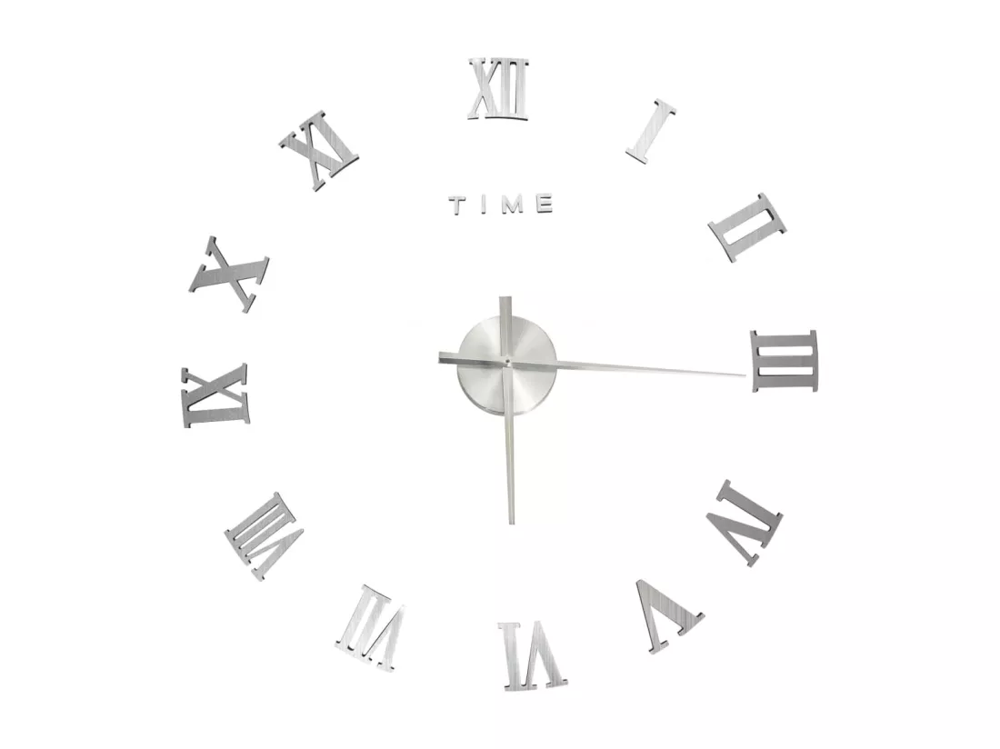 Horloge murale 3D Design moderne Argenté 100 cm XXL