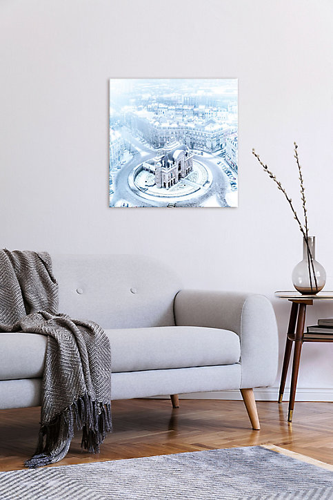 Toile imprimée Lille Porte de Paris neige 75 x 75 cm