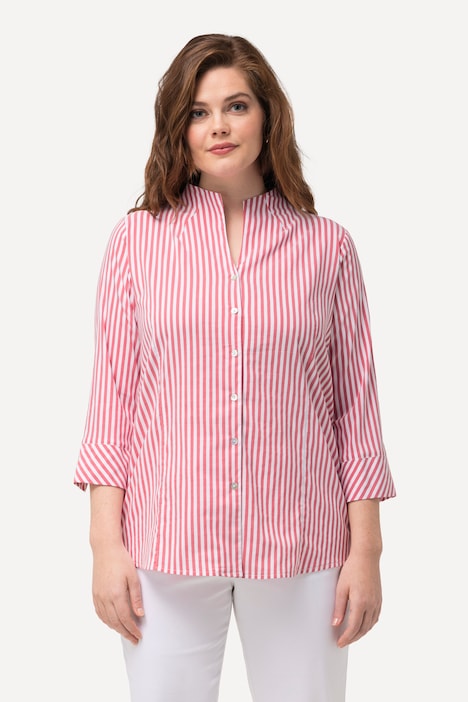 Bluse, Streifen, Kelchkragen, 3/4-Arm