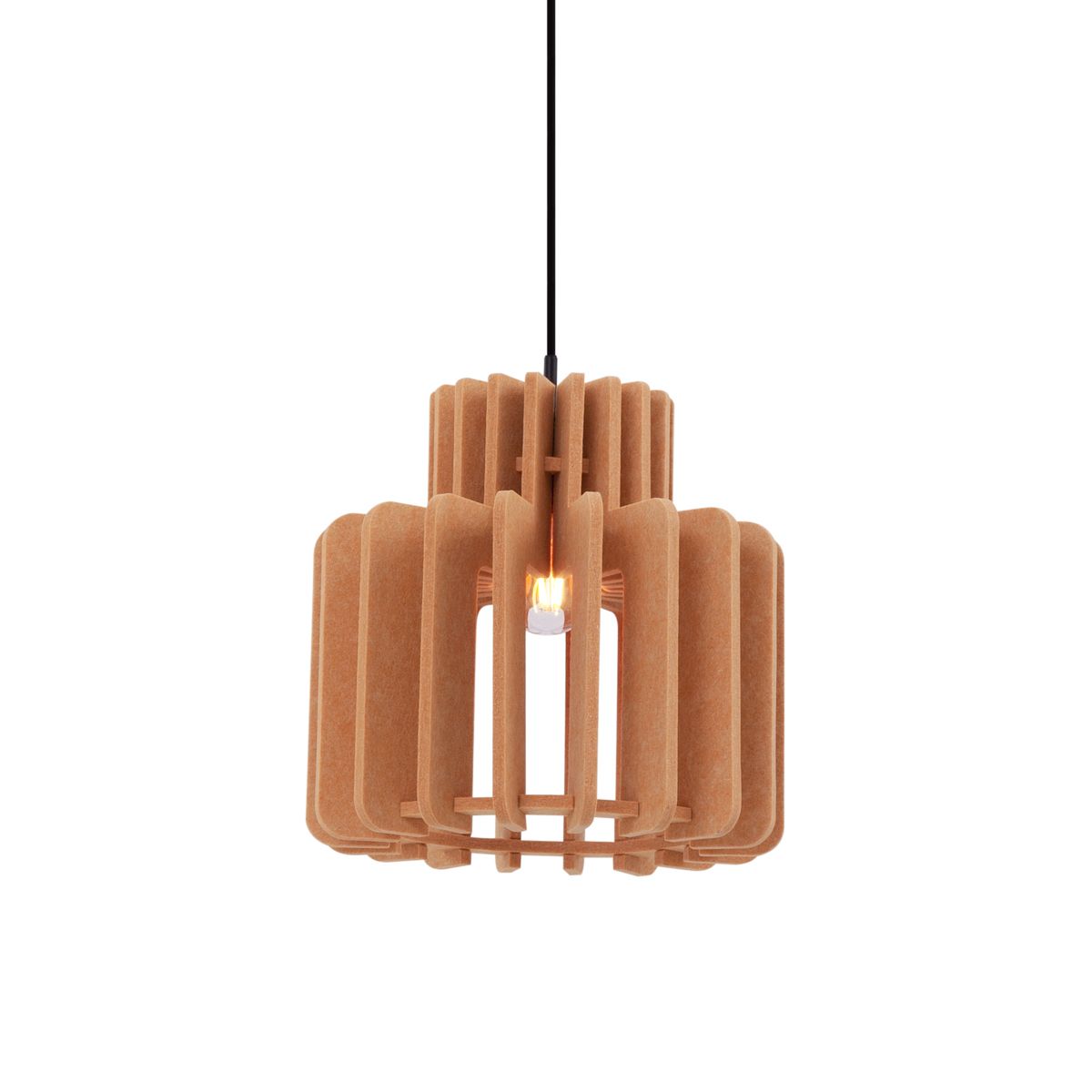 Retro hanglamp zwart met oranje kap - Felt