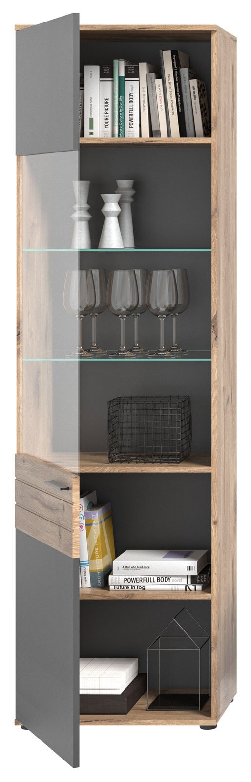 Vitrine Mason Grau/Braun 57x200x37 cm