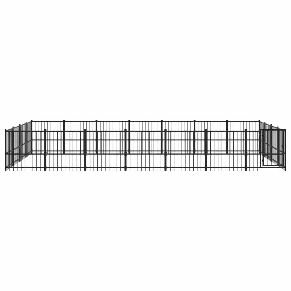 Chenil d'extérieur pour chiens acier 26,35 m²