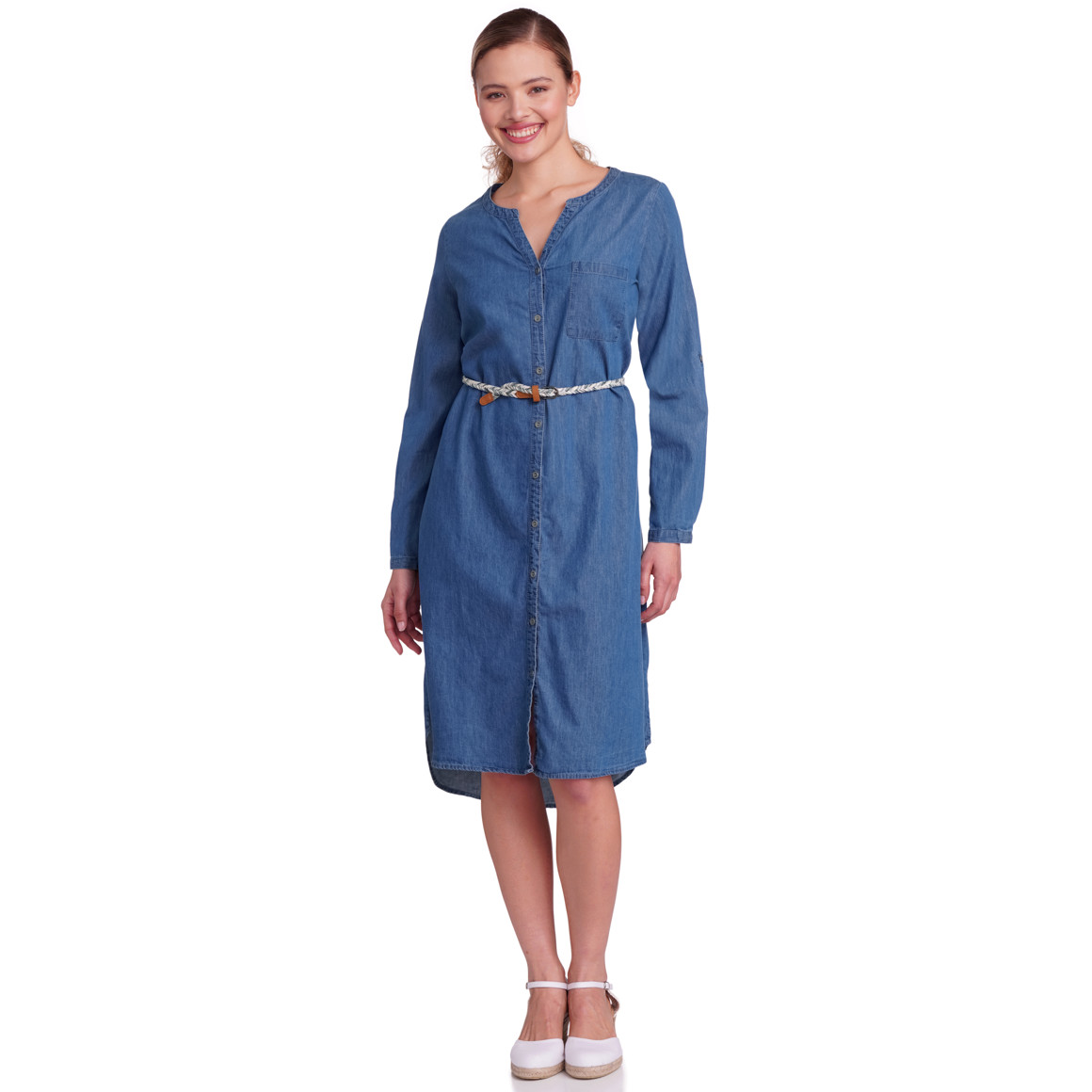 Gina Damen Jeanskleid in Denim-Optik blau
