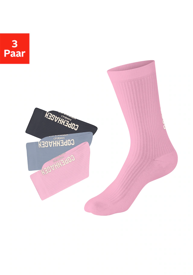 Copenhagen Studios Tennissocken Packung, 3 Stk. tlg. mit grossem Schriftzug